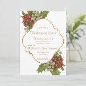 Elegante Druiven & Gouden Thanksgiving Lunch Kaart (Staand voorkant)