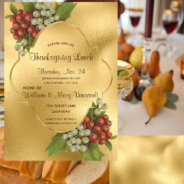 Elegante Druiven & Gouden Thanksgiving Lunch Kaart