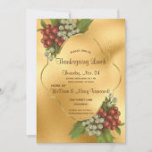 Elegante Druiven & Gouden Thanksgiving Lunch Kaart (Voorkant)