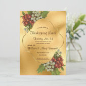 Elegante Druiven & Gouden Thanksgiving Lunch Kaart (Staand voorkant)