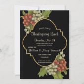 Elegante Druiven & Gouden Thanksgiving Lunch Kaart (Voorkant)