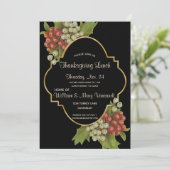 Elegante Druiven & Gouden Thanksgiving Lunch Kaart (Staand voorkant)