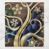 Elegante druiven met een gouden patroon wijn etiket (Enkel label)