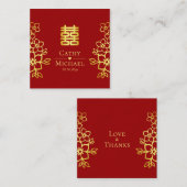 Elegante dubbele geluk Chinese bruiloft dank u Informatiekaartje (Voorkant / Achterkant)