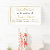 Elegante dubbele gouden rand trouw-welkomstbanner spandoek (Insitu)