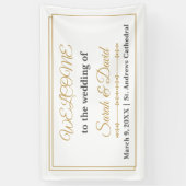 Elegante dubbele gouden rand trouw-welkomstbanner spandoek (Verticaal)