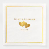 Elegante Dubbele Hart Initialen Trouwdag Servet (Voorkant)