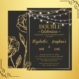 Elegante dubbele verjaardag soiree uitnodiging