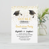 Elegante dubbele viering afstudeerfeest kaart (Staand voorkant)