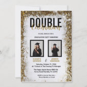 Elegante Dubbele Viering Afstuderen Party foto's Kaart (Voorkant)