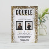 Elegante Dubbele Viering Afstuderen Party foto's Kaart (Staand voorkant)