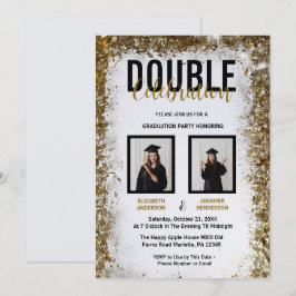 Elegante Dubbele Viering Afstuderen Party foto's Kaart