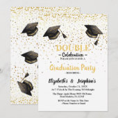 Elegante dubbele viering Graduation Party 2025 Kaart (Voorkant / Achterkant)