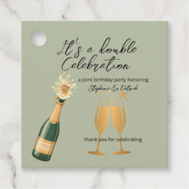 Elegante dubbele viering groene gezamenlijke verja bedankjes labels