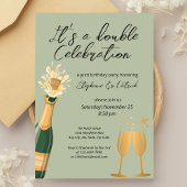 Elegante dubbele viering groene gezamenlijke verja kaart