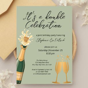 Elegante dubbele viering groene gezamenlijke verja kaart
