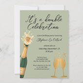 Elegante dubbele viering groene gezamenlijke verja kaart (Voorkant)