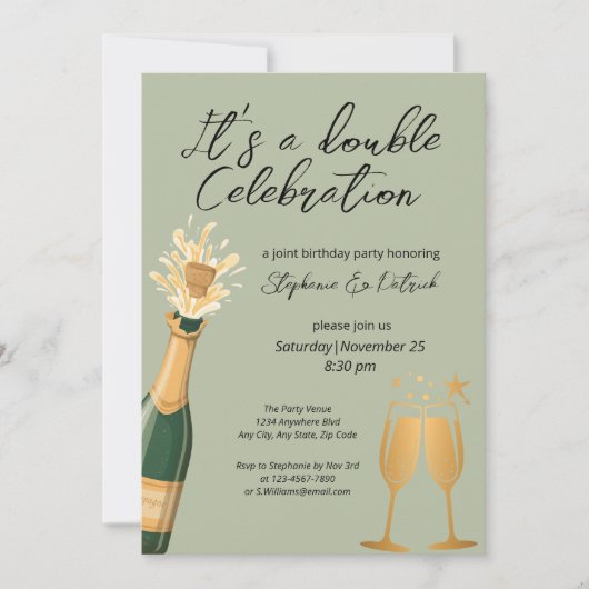 Elegante dubbele viering groene gezamenlijke verja kaart (Voorkant)