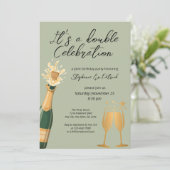 Elegante dubbele viering groene gezamenlijke verja kaart (Staand voorkant)