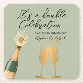 Elegante dubbele viering groene gezamenlijke verja kartonnen onderzetters