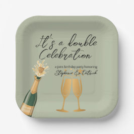 Elegante dubbele viering groene gezamenlijke verja papieren bordje