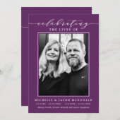 ELEGANTE DUBBELE VIERING VAN HET LEVEN BEGRAFENISD KAART (Voorkant / Achterkant)