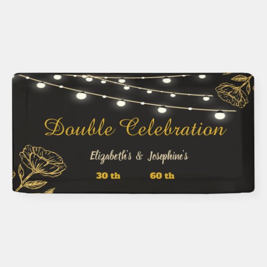Elegante Dubbele Viering Verjaardag Soiree Spandoek (Horizontaal)