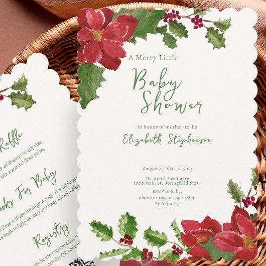 Elegante dubbelzijdige Kerstmis baby shower Kaart