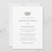 Elegante dubbelzijdige trouwuitnodiging groen kaart (Voorkant)