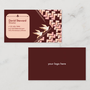 Elegante duif & geometrisch patroon visitekaartje