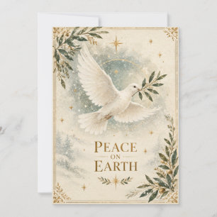 Elegante Duif Kerstmis, Vrede op Aarde Witte stijl Kaart