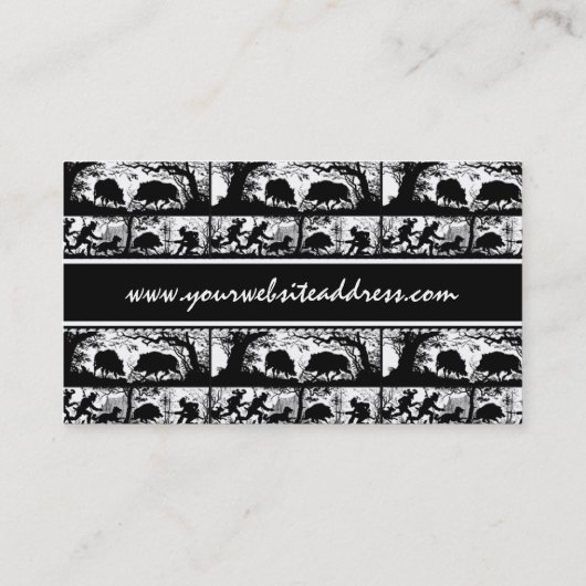 Elegante Duitse jachtscène Running Deer and Boar Visitekaartje (Achterkant)