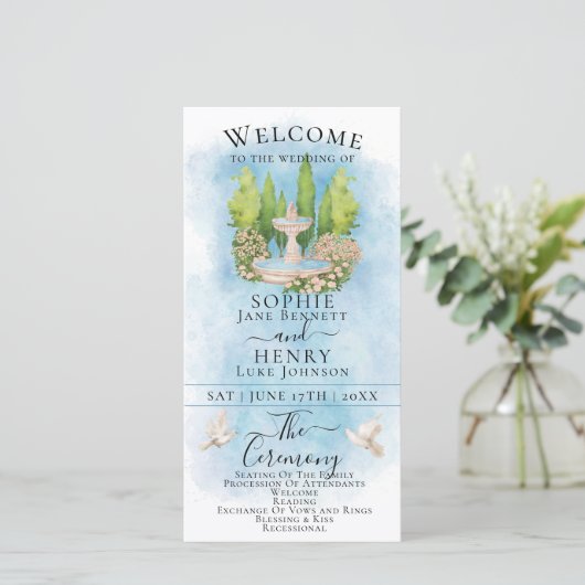 Elegante Duiven Fontein Luxe Trouwprogramma (Staand voorkant)