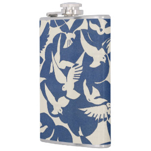 Elegante duiven in wit en blauw heupfles