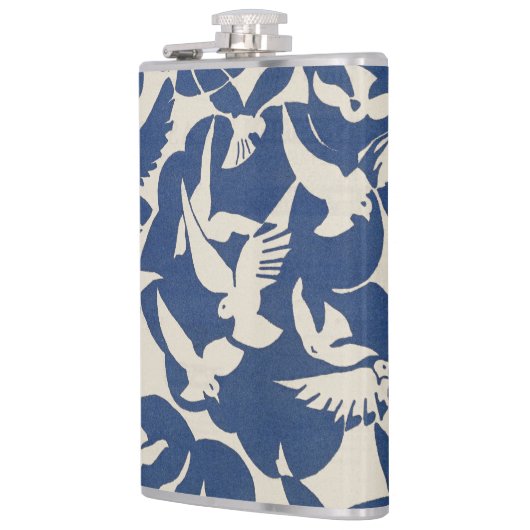 Elegante duiven in wit en blauw heupfles (Links)