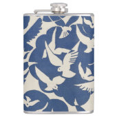 Elegante duiven in wit en blauw heupfles (Voorkant)