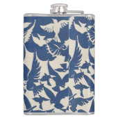 Elegante duiven in wit en blauw heupfles (Achterkant)