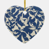 Elegante duiven in wit en blauw keramisch ornament (Voorkant)