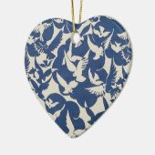 Elegante duiven in wit en blauw keramisch ornament (Links)