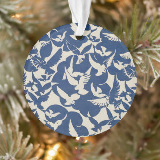Elegante duiven in wit en blauw ornament