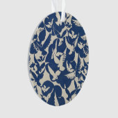 Elegante duiven in wit en blauw ornament (voorkant)