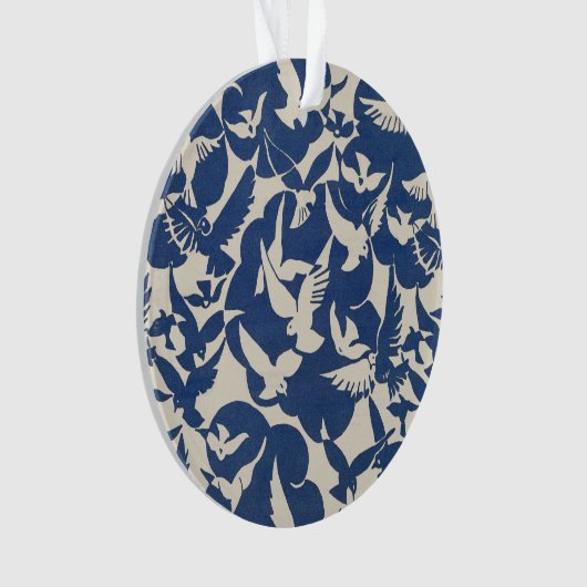 Elegante duiven in wit en blauw ornament (voorkant)