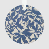 Elegante duiven in wit en blauw ornament (achterkant)