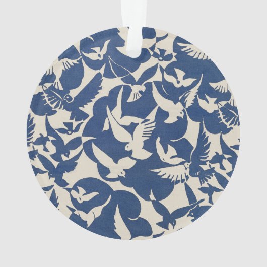 Elegante duiven in wit en blauw ornament (achterkant)
