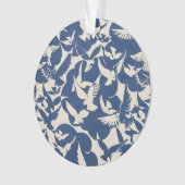 Elegante duiven in wit en blauw ornament (voorkant)