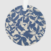 Elegante duiven in wit en blauw ornament (voorkant)