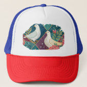 Elegante Duiven Roze Bloemen & Goud Geometrische U Trucker Pet (Voorkant)