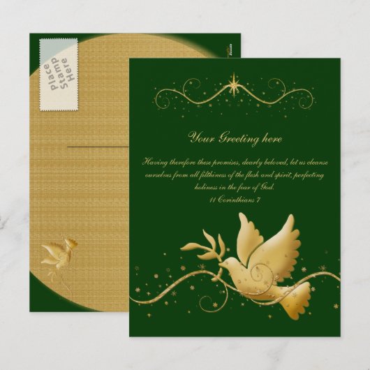 Elegante duivenrust "Kerstvakantie" Feestdagenkaart (Voorkant / Achterkant)