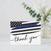 Elegante dunne blauwe lijn vlag politieagent briefkaart (Staand voorkant)