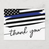 Elegante dunne blauwe lijn vlag politieagent briefkaart (Voorkant)